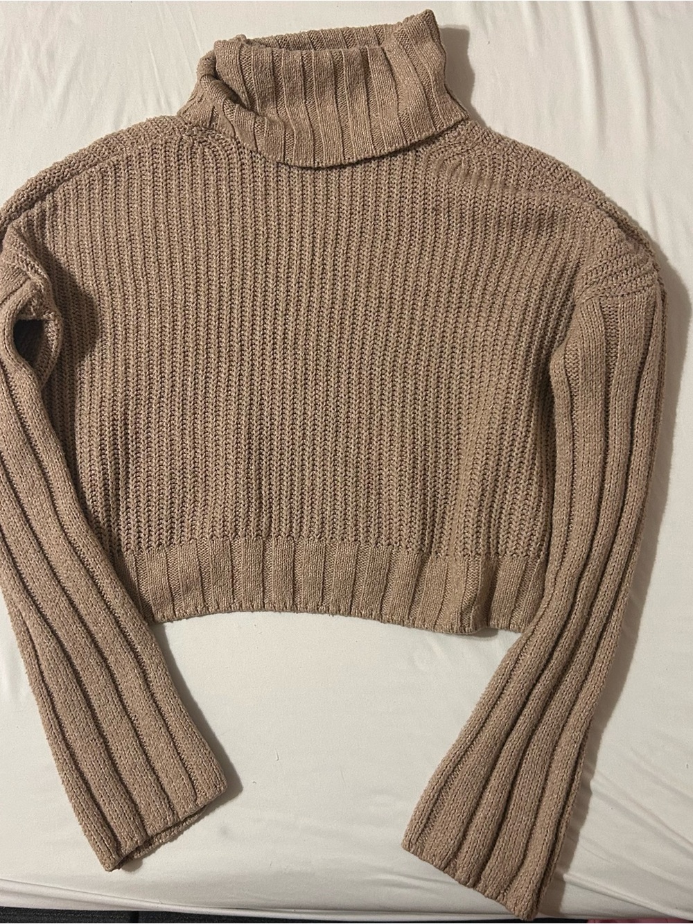 SO Taupe Cropped Turtleneck Sweater